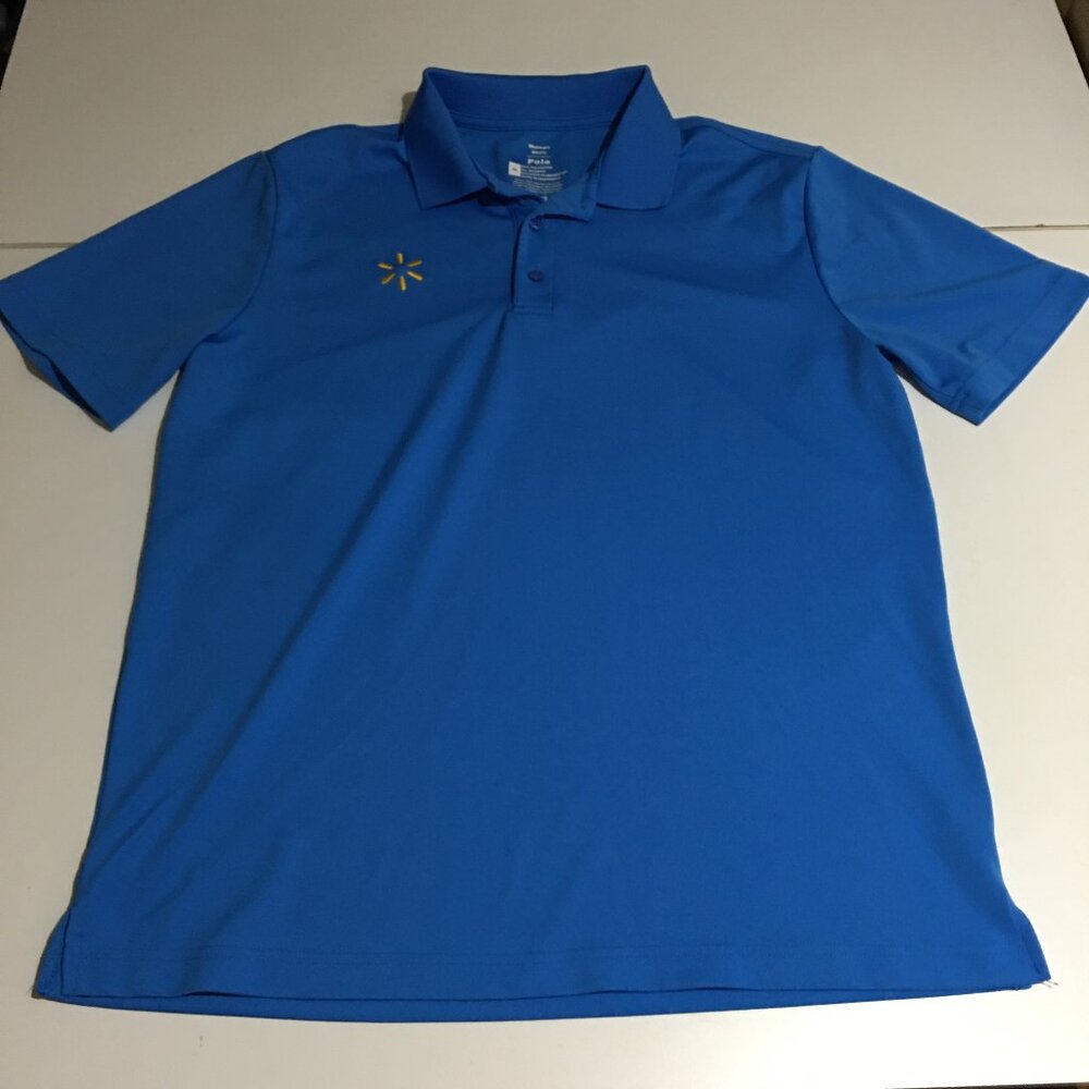 Walmart Mens Employee Store Associate Blue Performance Polo Shirt Size Medium